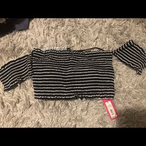 black and white stripe bikini top